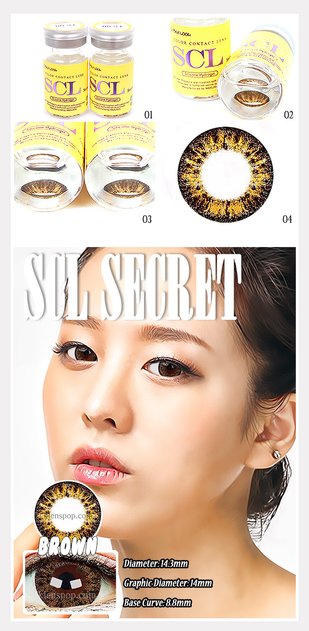 Description image of Scl Secret Brown (2pcs) 6 Months Silicone Hydrogel Colored Contacts Lenses